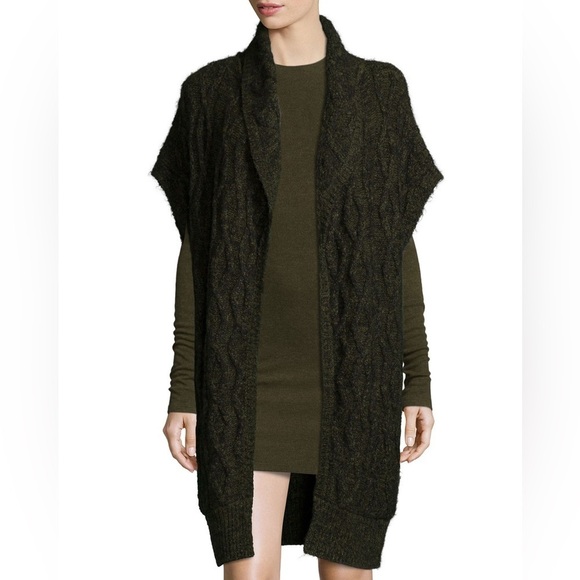 Alice + Olivia/ Darryl army olive green Oversized Duster Sweater cardigan M - Picture 2 of 7